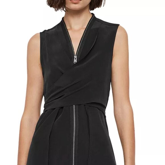 ALL SAINTS Jayda Zip-Front Silk Dress - Picture 2 of 5
